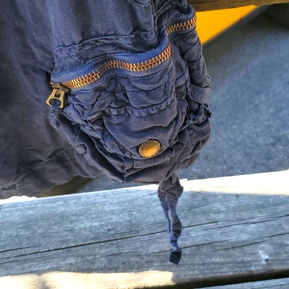 💥SOLD💥Ralph Lauren Linen&Silk Navy Blue Cargo Shorts - Picture 4 of 15